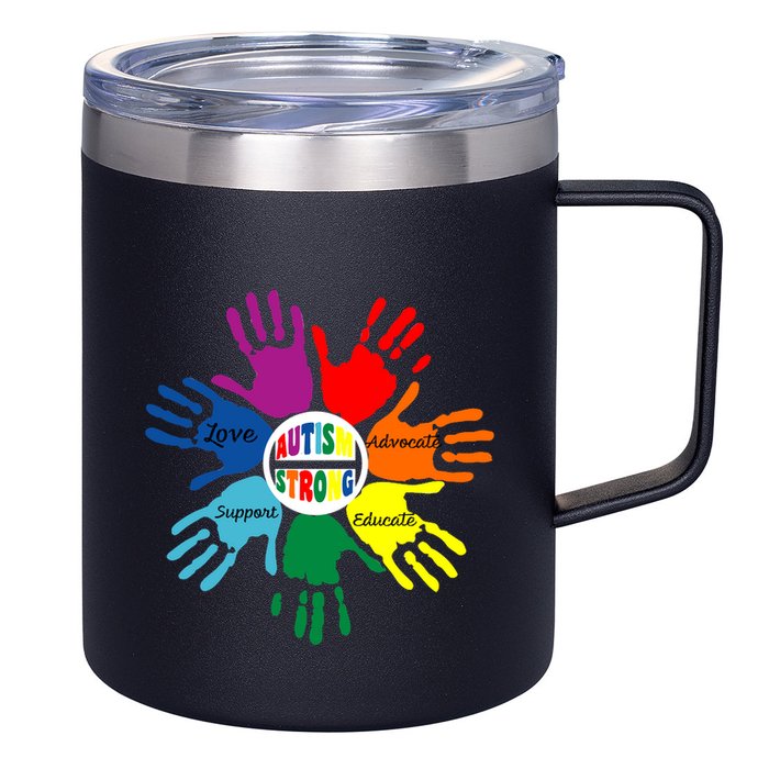 Autism Awareness Sign Language Hand Puzzle Support 12oz Stainless Steel Coffee Mug