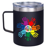 Autism Awareness Sign Language Hand Puzzle Support 12oz Stainless Steel Coffee Mug