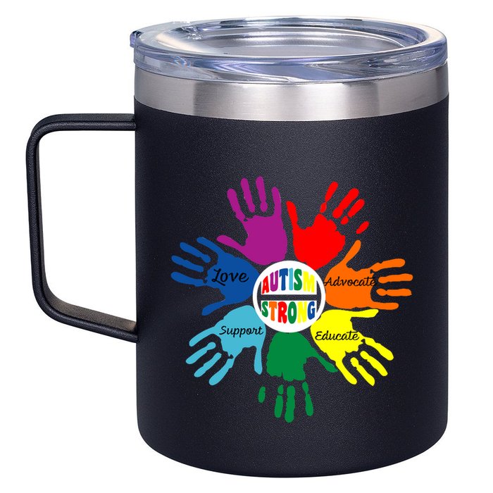 Autism Awareness Sign Language Hand Puzzle Support 12oz Stainless Steel Coffee Mug