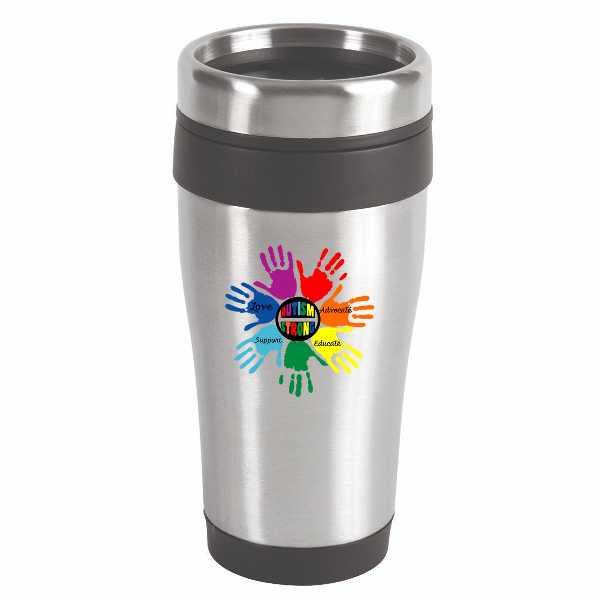 Autism Awareness Sign Language Hand Puzzle Support 16oz Travel Tumbler