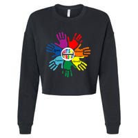 Autism Awareness Sign Language Hand Puzzle Support Cropped Pullover Crew