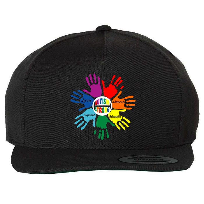 Autism Awareness Sign Language Hand Puzzle Support Wool Snapback Cap