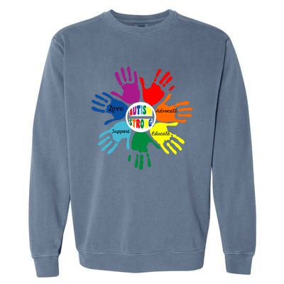 Autism Awareness Sign Language Hand Puzzle Support Garment-Dyed Sweatshirt