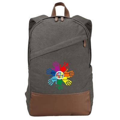 Autism Awareness Sign Language Hand Puzzle Support Cotton Canvas Backpack