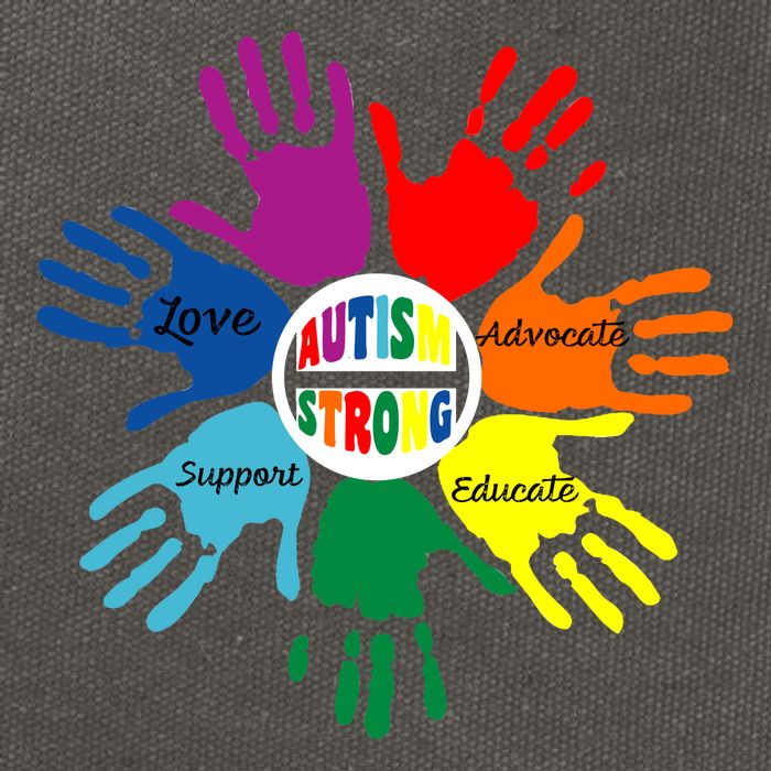 Autism Awareness Sign Language Hand Puzzle Support Cotton Canvas Backpack