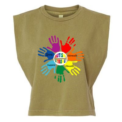 Autism Awareness Sign Language Hand Puzzle Support Garment-Dyed Women's Muscle Tee