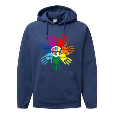 Autism Awareness Sign Language Hand Puzzle Support Performance Fleece Hoodie