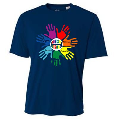 Autism Awareness Sign Language Hand Puzzle Support Cooling Performance Crew T-Shirt