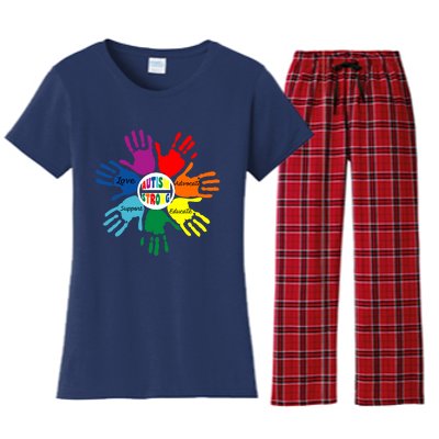 Autism Awareness Sign Language Hand Puzzle Support Women's Flannel Pajama Set