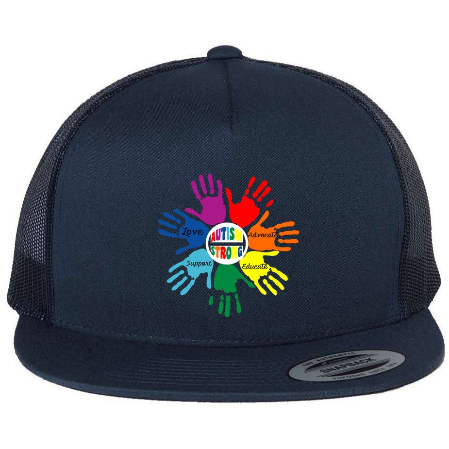 Autism Awareness Sign Language Hand Puzzle Support Flat Bill Trucker Hat