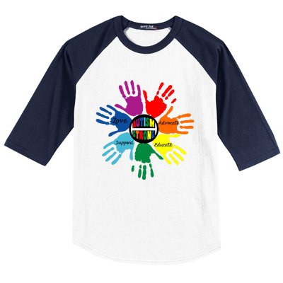 Autism Awareness Sign Language Hand Puzzle Support Baseball Sleeve Shirt