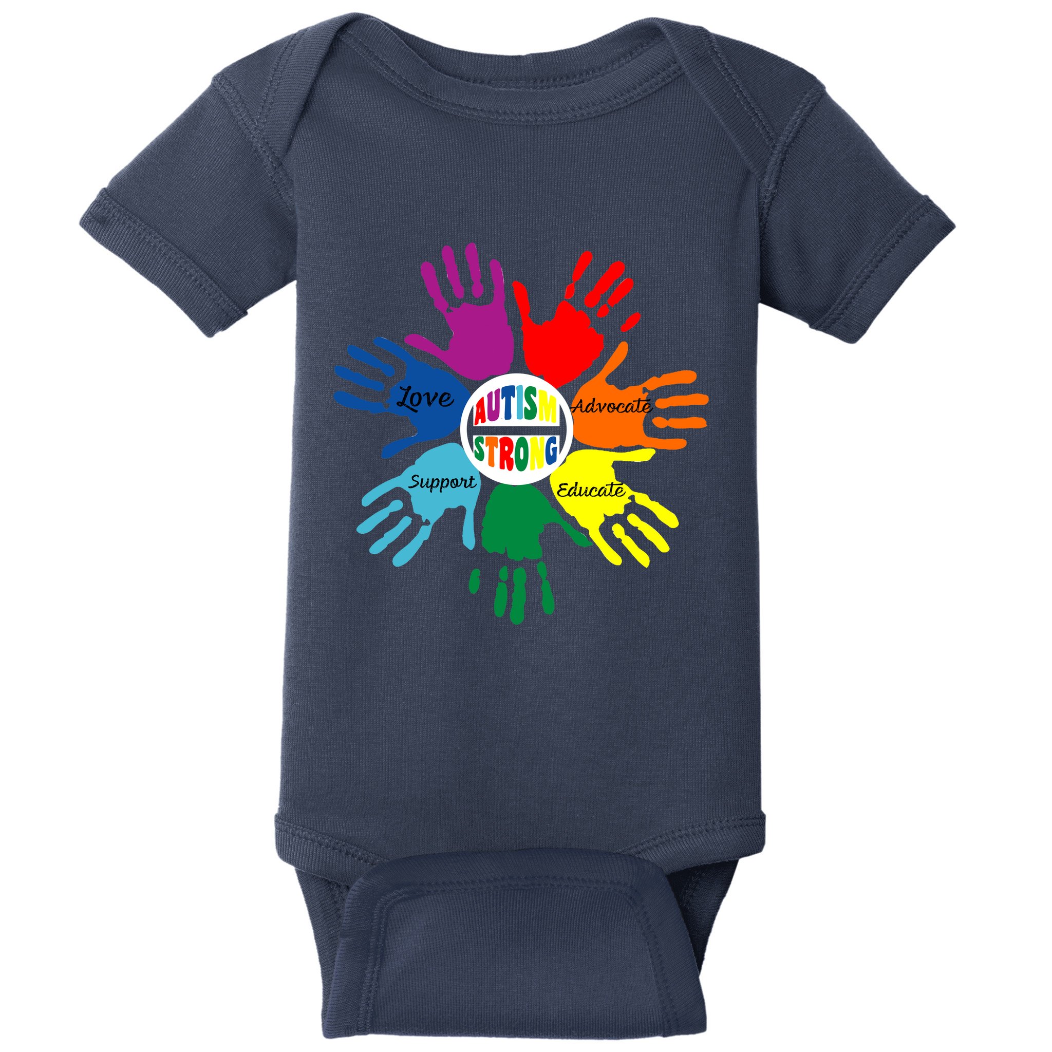 Autism Awareness Sign Language Hand Puzzle Support Baby Bodysuit