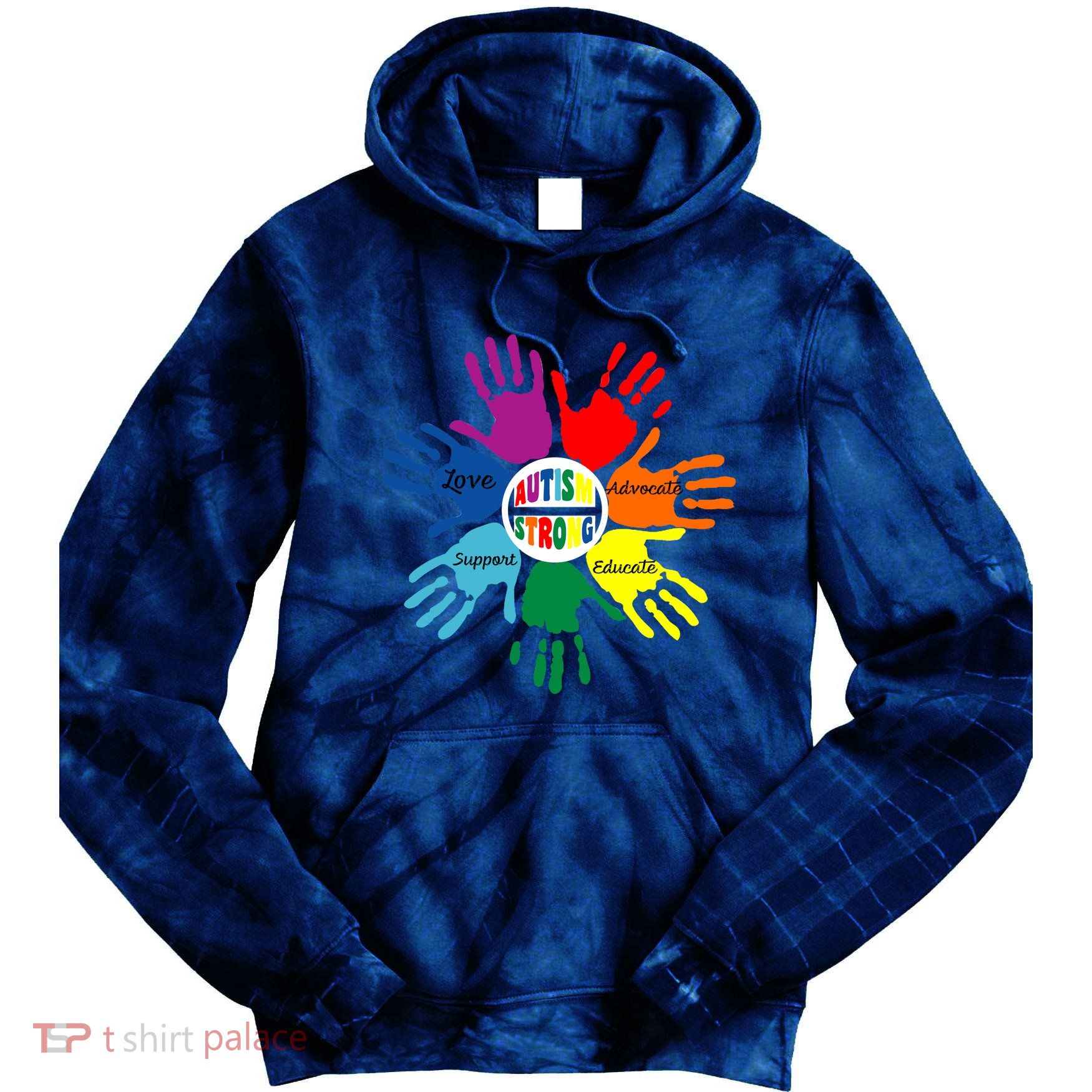 Autism Awareness Sign Language Hand Puzzle Support Tie Dye Hoodie