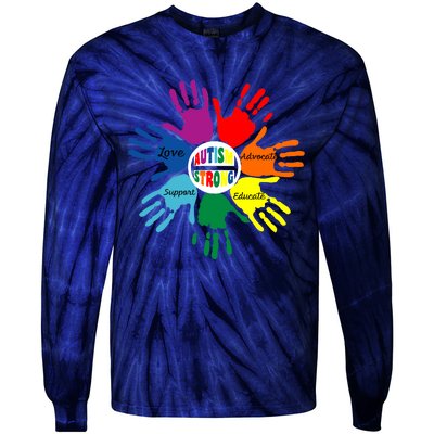 Autism Awareness Sign Language Hand Puzzle Support Tie-Dye Long Sleeve Shirt