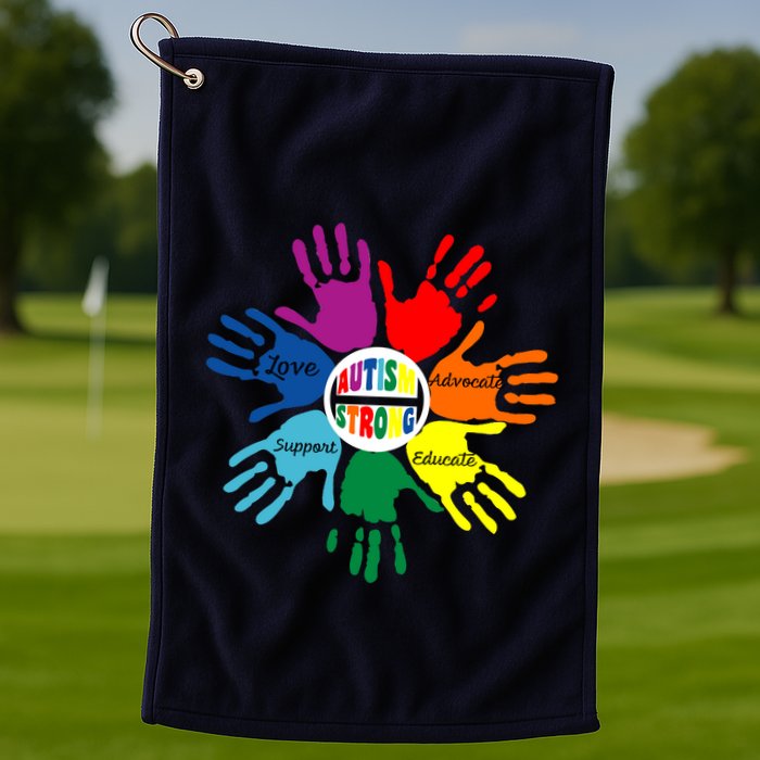 Autism Awareness Sign Language Hand Puzzle Support Golf Towel