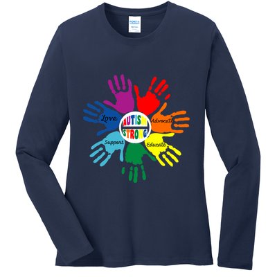 Autism Awareness Sign Language Hand Puzzle Support Ladies Long Sleeve Shirt