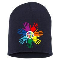 Autism Awareness Sign Language Hand Puzzle Support Short Acrylic Beanie