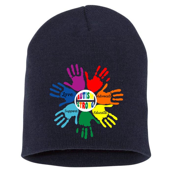 Autism Awareness Sign Language Hand Puzzle Support Short Acrylic Beanie