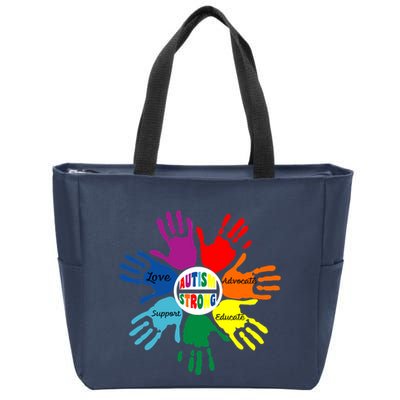 Autism Awareness Sign Language Hand Puzzle Support Zip Tote Bag
