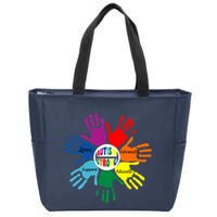 Autism Awareness Sign Language Hand Puzzle Support Zip Tote Bag