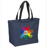 Autism Awareness Sign Language Hand Puzzle Support Zip Tote Bag