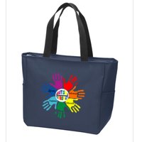 Autism Awareness Sign Language Hand Puzzle Support Zip Tote Bag