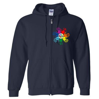 Autism Awareness Sign Language Hand Puzzle Support Full Zip Hoodie