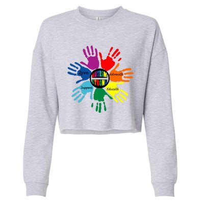 Autism Awareness Sign Language Hand Puzzle Support Cropped Pullover Crew