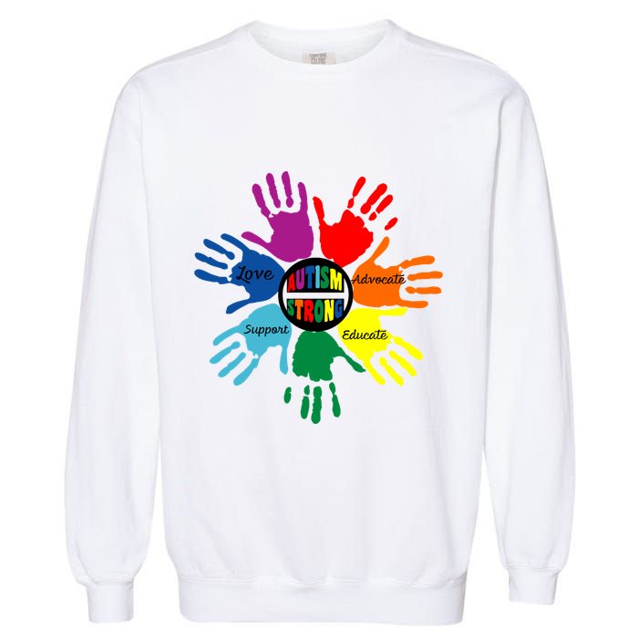 Autism Awareness Sign Language Hand Puzzle Support Garment-Dyed Sweatshirt