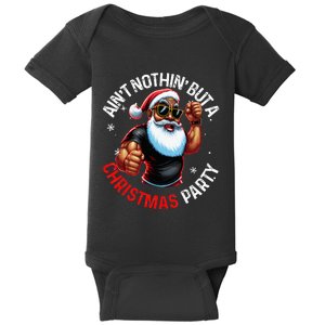 African American Santa Claus Christmas Pajama Baby Bodysuit