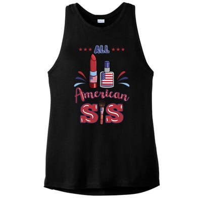 All American Sis 4th Of July Family Gift Ladies PosiCharge Tri-Blend Wicking Tank