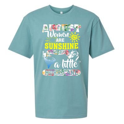 August Are Sunshine Mixed With Little Hurricane Fitted Gift Sueded Cloud Jersey T-Shirt