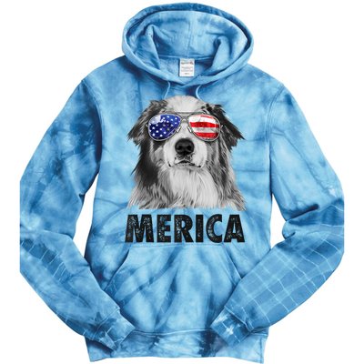 Aussie Australian Shepherd 4th Of July Merica American Flag Tie Dye Hoodie