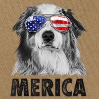 Aussie Australian Shepherd 4th Of July Merica American Flag Cotton Canvas Backpack