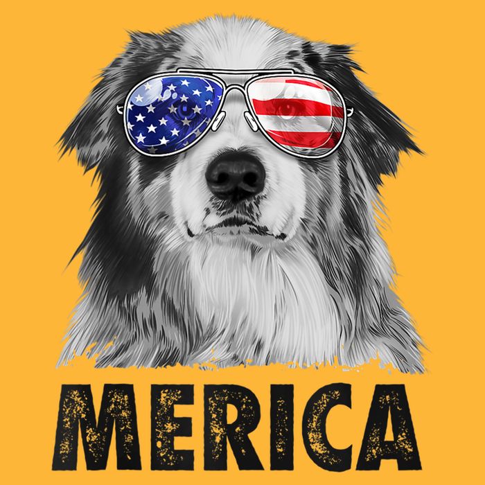 Aussie Australian Shepherd 4th Of July Merica American Flag Sustainable Knit Beanie