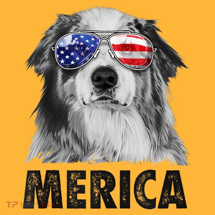 Aussie Australian Shepherd 4th Of July Merica American Flag Pom Pom 12in Knit Beanie
