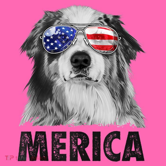 Aussie Australian Shepherd 4th Of July Merica American Flag Stripe Pom Pom Beanie
