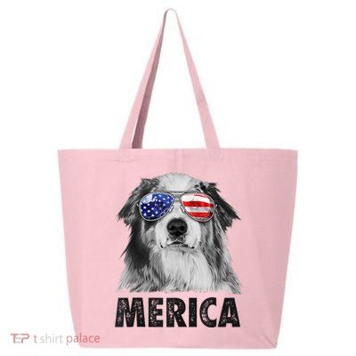 Aussie Australian Shepherd 4th Of July Merica American Flag 25L Jumbo Tote