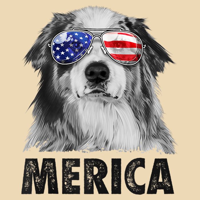 Aussie Australian Shepherd 4th Of July Merica American Flag Drawstring Bag