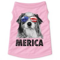 Aussie Australian Shepherd 4th Of July Merica American Flag Doggie Tank