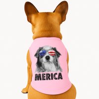 Aussie Australian Shepherd 4th Of July Merica American Flag Doggie Tank