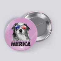 Aussie Australian Shepherd 4th Of July Merica American Flag Button