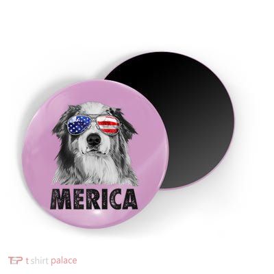 Aussie Australian Shepherd 4th Of July Merica American Flag Magnet