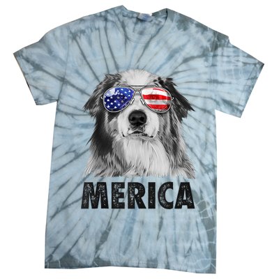 Aussie Australian Shepherd 4th Of July Merica American Flag Tie-Dye T-Shirt