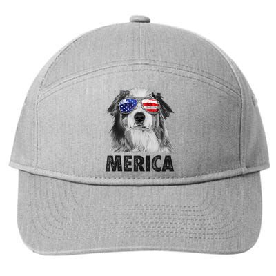 Aussie Australian Shepherd 4th Of July Merica American Flag 7-Panel Snapback Hat