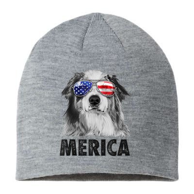Aussie Australian Shepherd 4th Of July Merica American Flag Sustainable Beanie