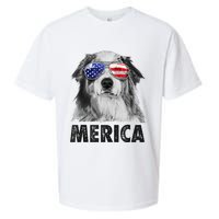 Aussie Australian Shepherd 4th Of July Merica American Flag Sueded Cloud Jersey T-Shirt