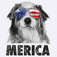 Aussie Australian Shepherd 4th Of July Merica American Flag Sueded Cloud Jersey T-Shirt