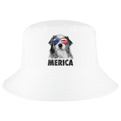 Aussie Australian Shepherd 4th Of July Merica American Flag Cool Comfort Performance Bucket Hat