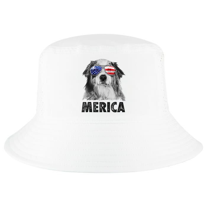 Aussie Australian Shepherd 4th Of July Merica American Flag Cool Comfort Performance Bucket Hat